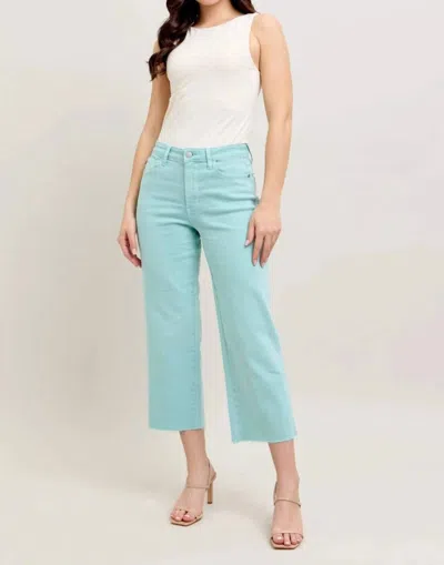 Judy Blue High Waist Crop Wide Leg Jeans In Light Blue Sky