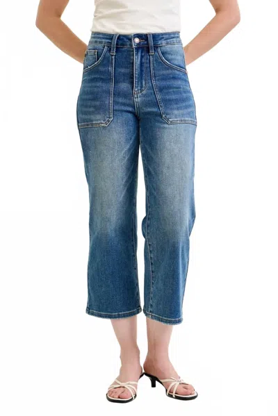 Judy Blue High Waist Wide Leg Jeans With Utility Pockets In Blue