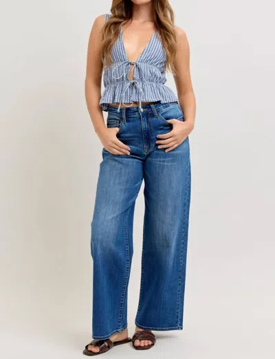 Judy Blue High Waist Wilhelmena Baggy Fit Jeans In Dark Wash In Blue