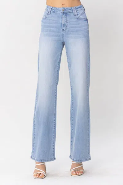 Judy Blue High Waist With Pocket Details Wide Leg Denim Jeans In Blue