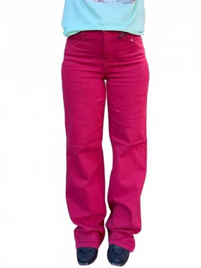 Judy Blue High Waisted 90's Straight Leg Jean In Scarlet In Pink