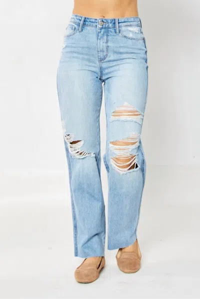 Judy Blue High Waisted 90s Straight Jeans In Light Wash