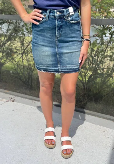 Judy Blue High Waisted Denim Skirt In Blue