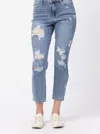 Judy Blue High Waisted Destroyed Boyfriend Jean In Medium Blue In Blue