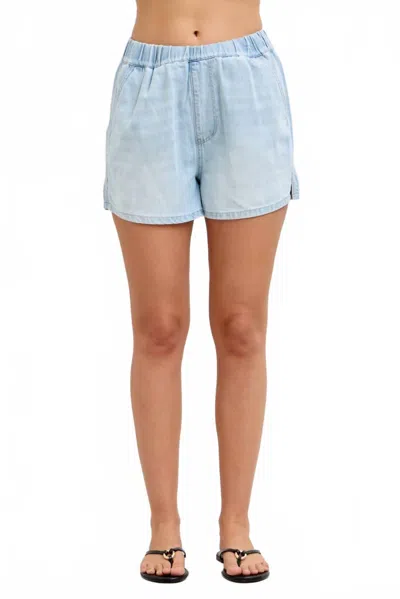 Judy Blue High Waisted Featherweight Boxer Shorts In Light Wash In Blue