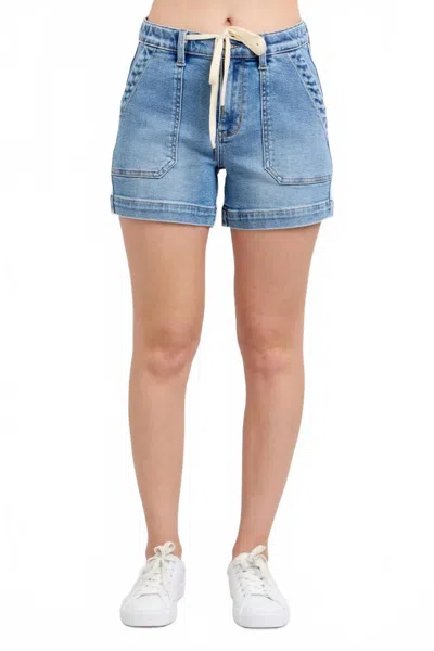 Judy Blue High Waisted Jogger Shorts In Vintage Wash In Blue