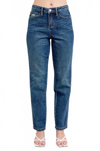 Judy Blue High Waisted Rigid Magic Non-destroy Straight Jeans In Dark Wash In Blue