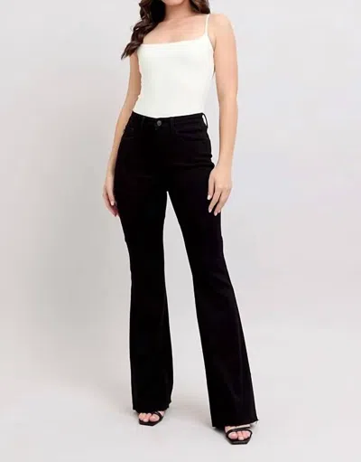 Judy Blue High-waisted Star Seam Detail Flare Jeans In Black