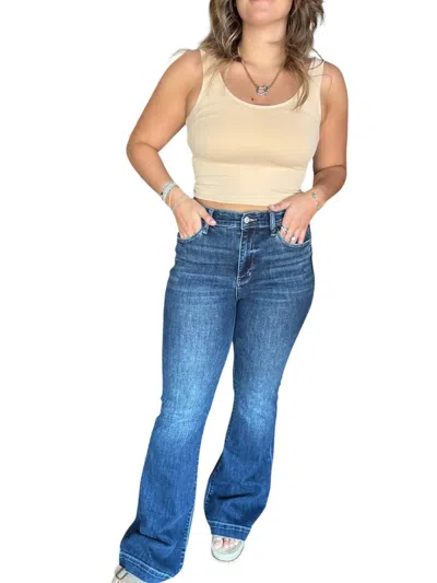 Judy Blue High Waisted Trouser Flare Jeans In Blue