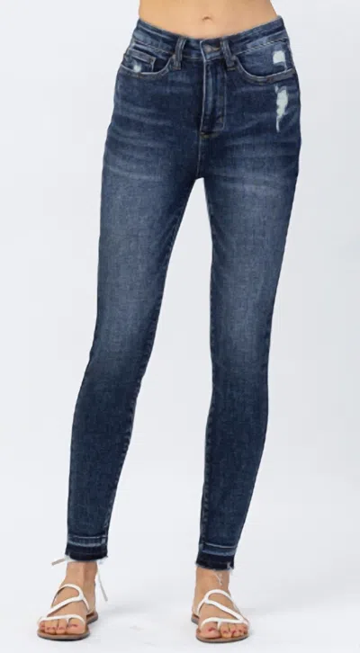 Judy Blue High Waisted Tummy Control Clean Skinny Jeans In Medium Wash In Blue