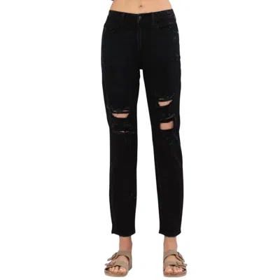 Judy Blue High Waist Destroyed Boyfriend Denim Jeans In Black