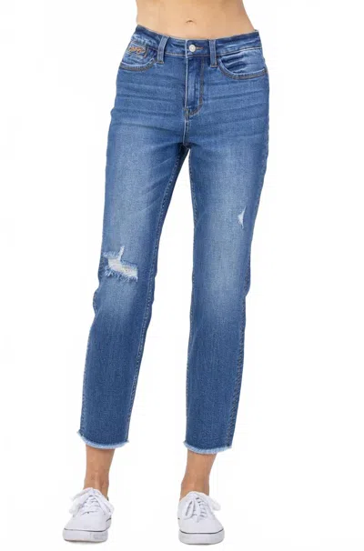 Judy Blue Howdy High Waist Boyfriend Jean With Seam Stitch In Medium Blue Wash