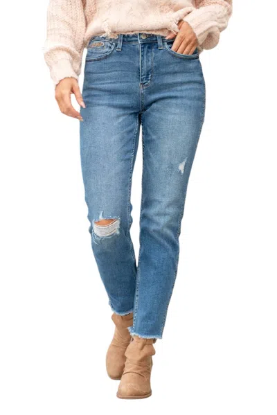 Judy Blue Howdy Jeans In Medium Blue Wash In Multi