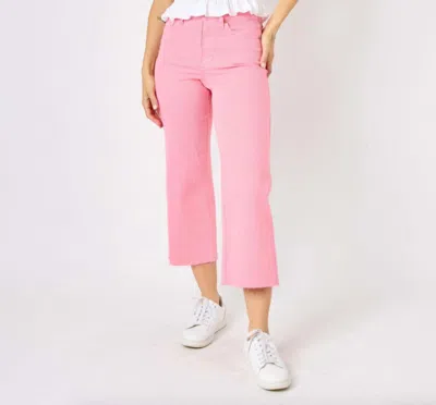 Judy Blue Hw Dyed Tummy Control Crop Wide Pant In Pink