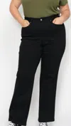 Judy Blue High Rise Control Top Flare Jeans In Black In Black