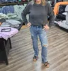 Judy Blue Jainie Mid Rise Destroyed Straight Leg Jeans In Blue In Blue