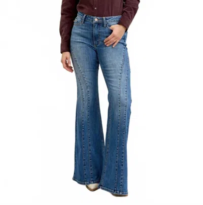 Judy Blue Jaqueline Double Angular Seam Flare Jeans In Blue
