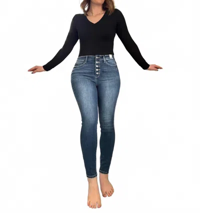 Judy Blue Jayme High Rise Button Fly Skinny Jeans In Medium Wash In Blue
