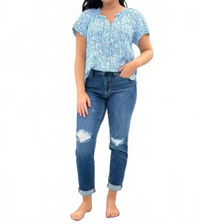 Judy Blue Just Roll With It Slim Cut Jeans In Blue