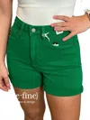 Judy Blue Kelly Tummy Control Shorts In Regular & Curvy In Green In Green