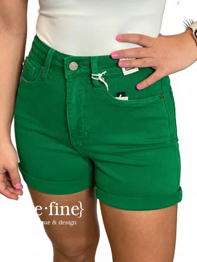 Judy Blue Kelly Tummy Control Shorts In Regular & Curvy In Green