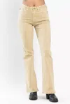 Judy Blue Mid Rise Garment Dyed Slim Boot Jeans In Khaki In Green