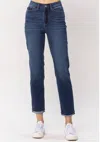 Judy Blue High Waist Sustainable Cool Denim Cuffed Boyfriend Jeans In Blue In Blue