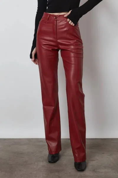Judy Blue Leather Tummy Control High Waisted Straight Jeans In Burgundy In Red