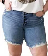 Judy Blue Making Waves Button Fly Shorts In Mid Wash In Blue
