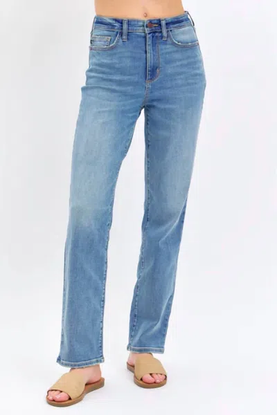 Judy Blue Med High Waist Straight Fit Jeans In Blue