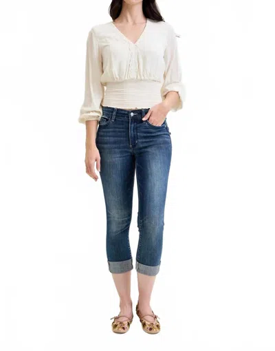 Judy Blue Melanie Cuffed Capri Jeans In Dark Wash In Blue