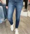 Judy Blue Melody Mid Rise Thermal Skinny In Dark Wash In Blue