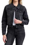 Judy Blue Mid Length Denim Jacket In Black In Black