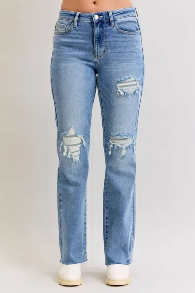 Judy Blue Mid Rise 90's Straight Leg Jean In Blue