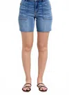 Judy Blue Mid Rise Bermuda With Flap Pockets Denim Short In Medium Wash