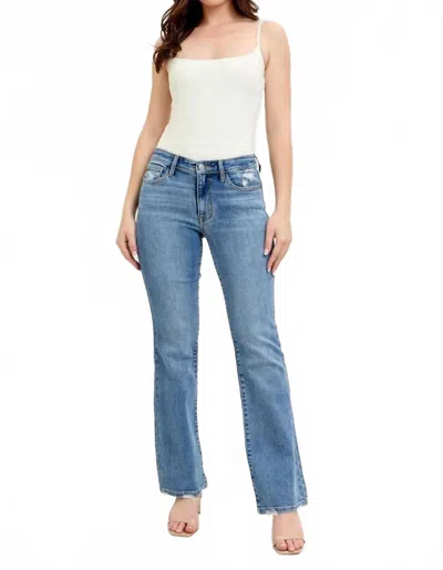 Judy Blue Mid Rise Bootcut Denim Jeans In Vintage Wash In Blue