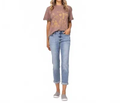 Judy Blue Mid Rise Bootcut Denim Jeans In Vintage Wash In Multi