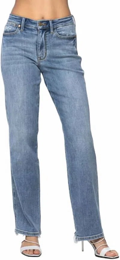 Judy Blue Mid Rise Cell Phone Pocket Dad Jeans In Light Wash In Blue