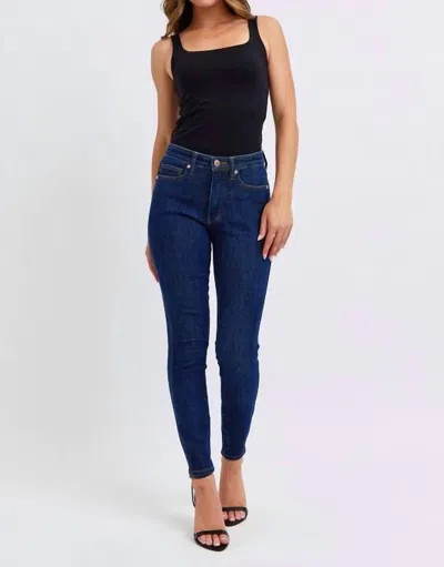 Judy Blue Mid Rise Classic Skinny Wash Jeans In Blue In Multi