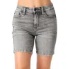 Judy Blue Mid Rise Contrast Wash Bermuda Shorts In Grey In Gray
