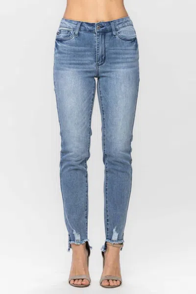 Judy Blue Mid Rise Cool Denim Sustainable Relaxed Fit In Blue
