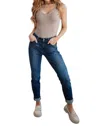 Shop Judy Blue Mid Rise Cuffed Slim Fit Jeans In Dark Wash In Blue