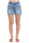 Judy Blue Mid Rise Trouser Denim Short In Light Blue In Blue