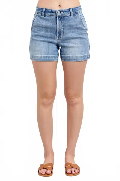 Judy Blue Mid Rise Denim Trouser Short