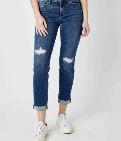 Judy Blue Mid Rise Destroy Slim Jeans In Blue