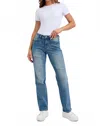 Judy Blue Mid Rise Destroyed Dad Jeans In Contrast Wash In Blue