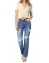 Judy Blue Mid Rise Destroyed Straight Jeans In Denim In Brown