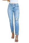 JUDY BLUE MID RISE DISTRESSED BOYFRIEND JEANS IN MEDIUM WASH
