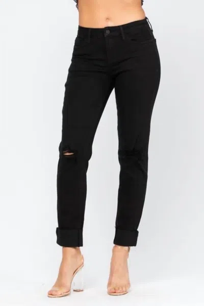 Judy Blue Mid-rise Distressed Slim Fit Jean In Black