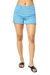 Judy Blue Mid Rise Shield Pockets Denim Short In Dyed Sky Blue In Blue
